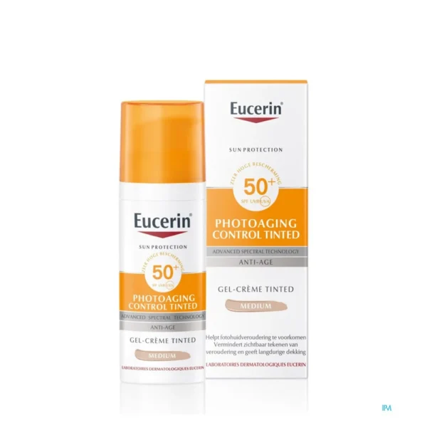 Eucerin, فوتوايجينغ منترول تينتيد جل كريم مع لون لحماية البشرة من الشمس + SPF50 (50ML)